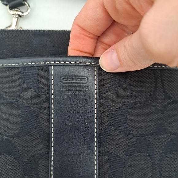 Coach Signature jacquard leather accent crossbody bag black - Picture 4 of 7